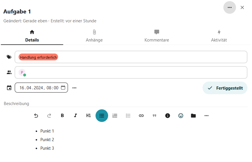 Nextcloud Deck - kartendetails