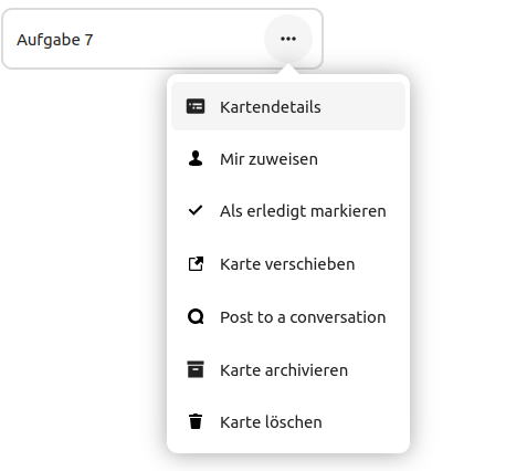 Nextcloud Deck Kartenoptionen
